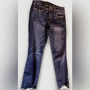 American Eagle Outfitters Dark Blue Distressed Straight Leg Jeans